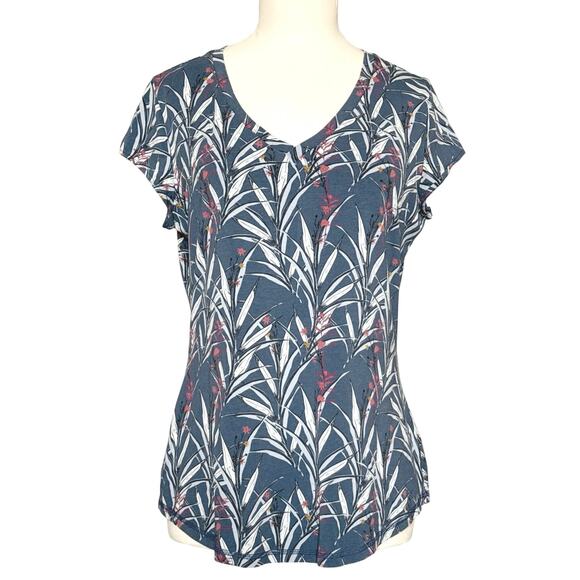Kuhl Tops - Kuhl Dusty Blue Botanical V Neck Cotton Blend T Shirt Women’s XS